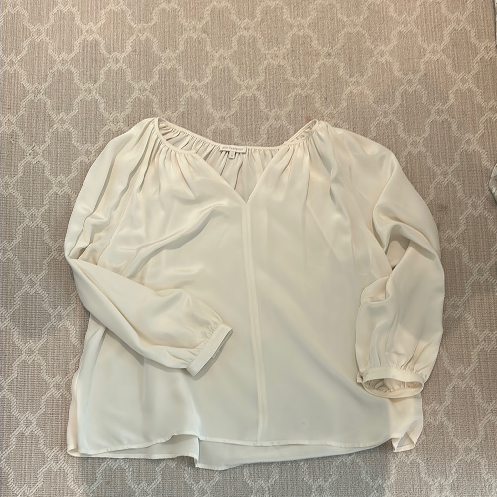 ANN MASHBURN Cream Puff Sleeve Blouse Relaxed Style